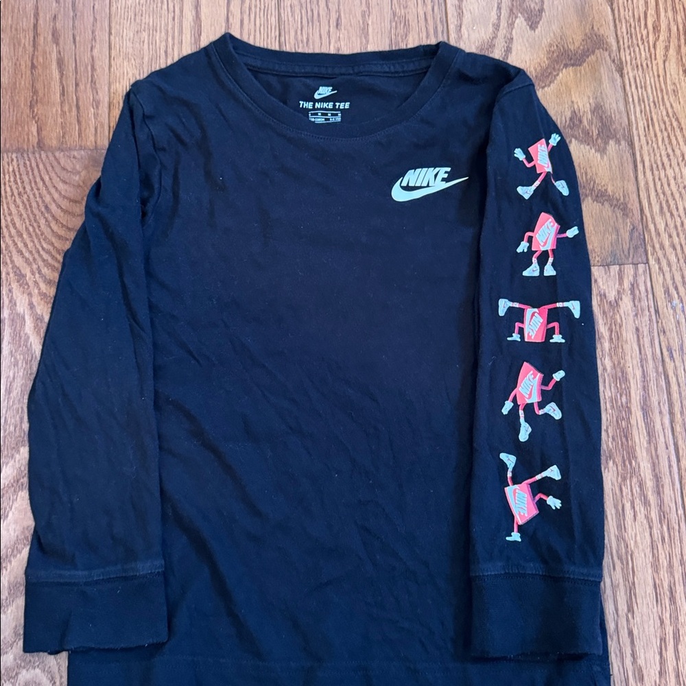 Nike Black Tee with Red Robot Sleeve Design